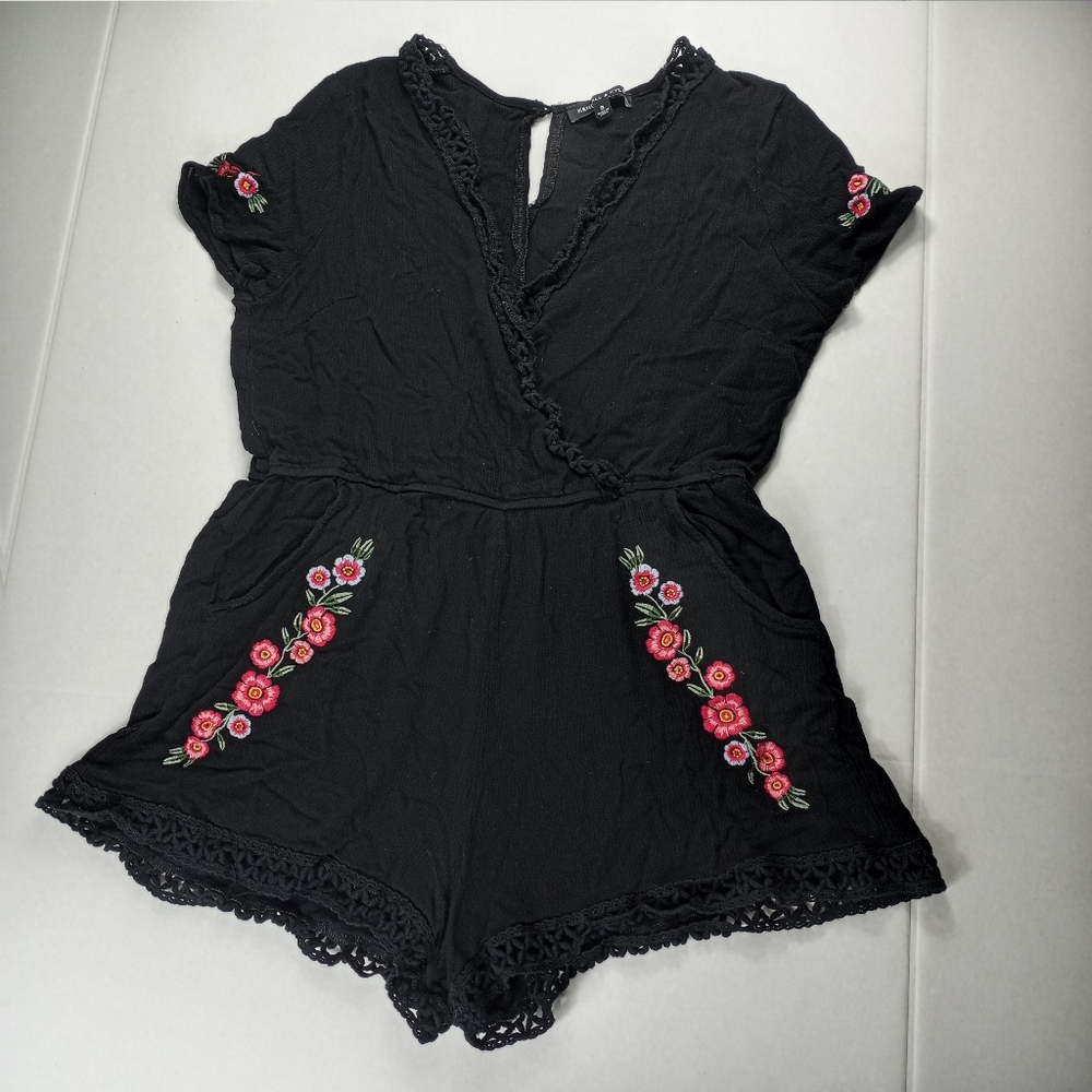 Kendall & Kylie Black Romper Embroidered Shorts  S
